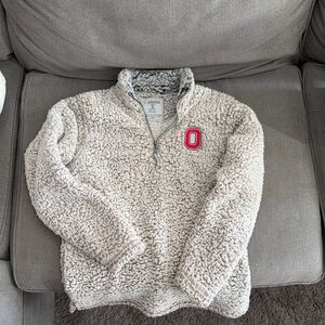 J. America Cream Sherpa Quarter-Zip Pullover